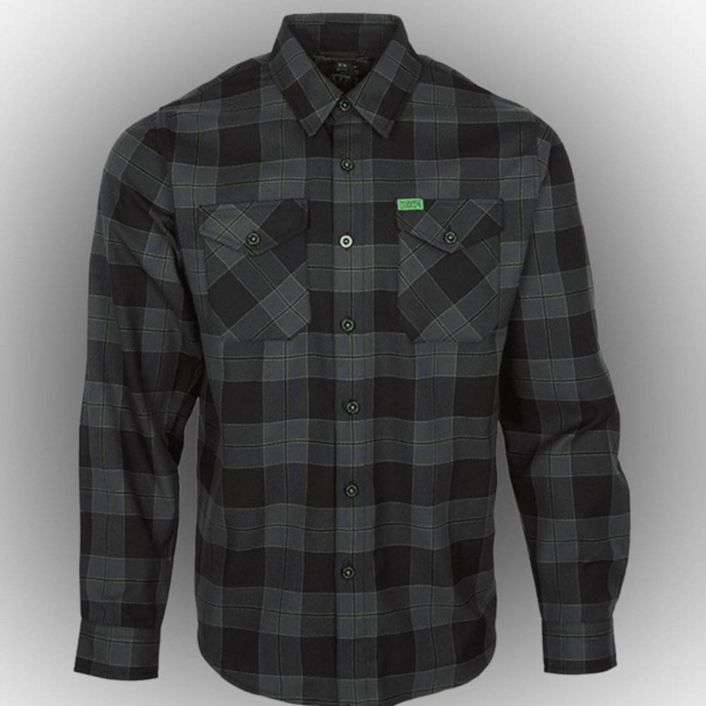 DIXXON Black and Green Plaid Casual Button Down Shirt